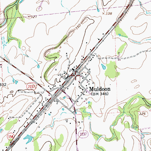 Topographic Map of Muldoon Volunteer Fire Department, TX