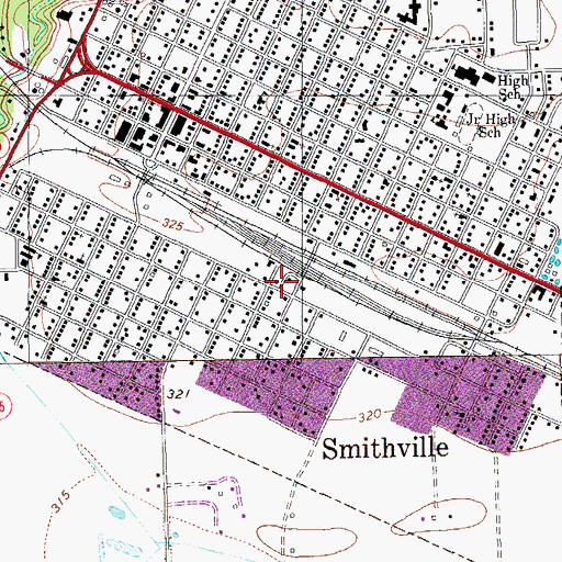 Topographic Map of Smithville Volunteer Fire Department Station 2, TX