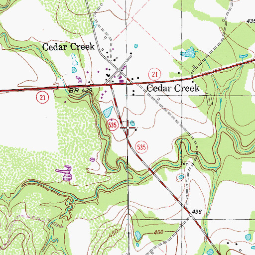 Topographic Map of Bluebonnet Volunteer Fire Department Cedar Creek Station, TX