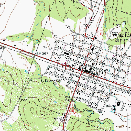 Topographic Map of Waelder Fire Department, TX