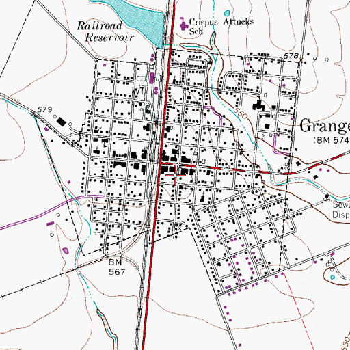 Topographic Map of Granger Volunteer Fire Department, TX