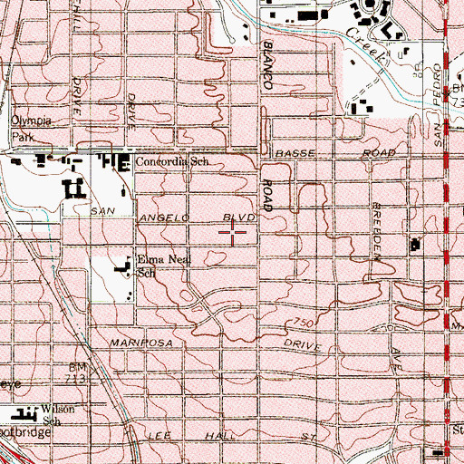 Topographic Map of San Antonio Fire Department Station 28, TX