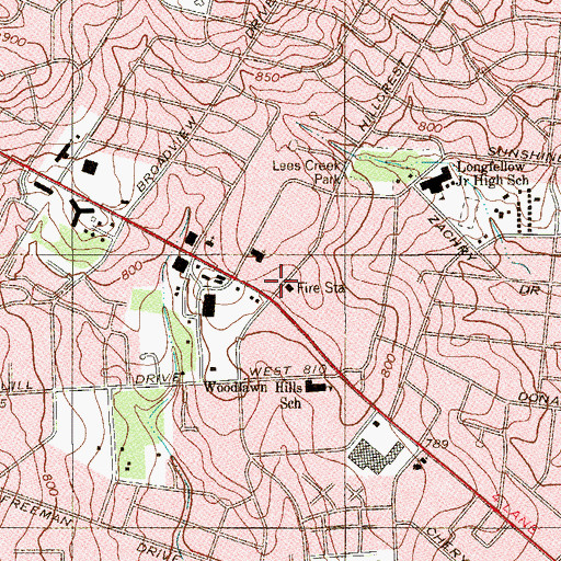 Topographic Map of San Antonio Fire Department Station 27, TX