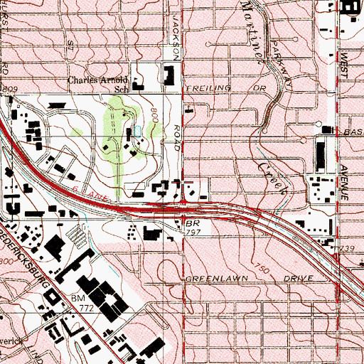 Topographic Map of San Antonio Fire Department Station 19, TX
