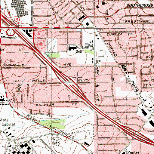 Topographic Map of San Antonio Fire Department Station 29, TX