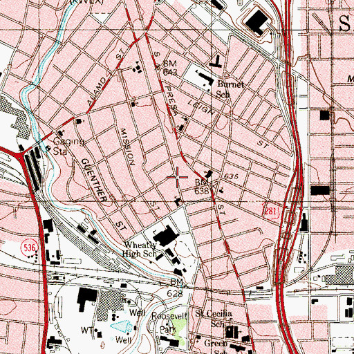 Topographic Map of San Antonio Fire Department Station 7, TX