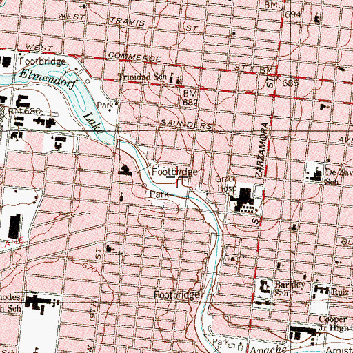 Topographic Map of San Antonio Fire Department Station 8, TX