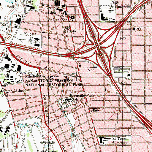 Topographic Map of San Antonio Fire Department Station 13, TX