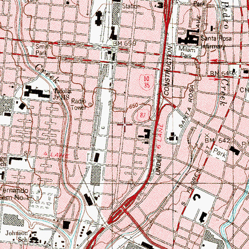 Topographic Map of San Antonio Fire Department Station 11, TX