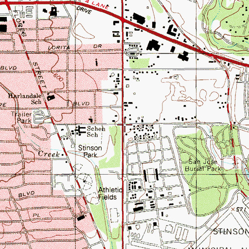 Topographic Map of San Antonio Fire Department Station 22, TX