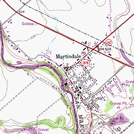 Topographic Map of Martindale Volunteer Fire Department, TX