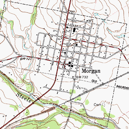 Topographic Map of Morgan Volunteer Fire Department, TX