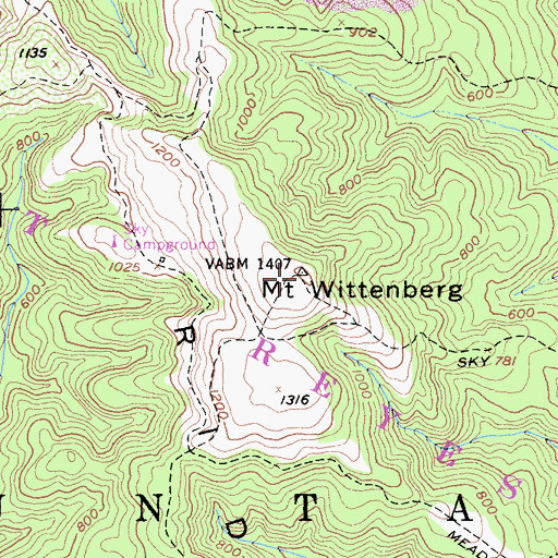 Topographic Map of Mount Wittenberg, CA