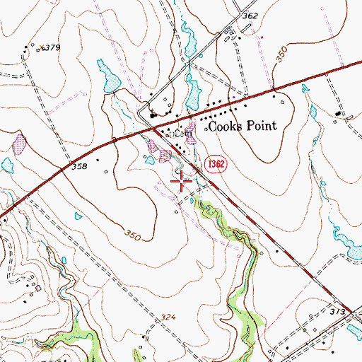 Topographic Map of Cooks Point Volunteer Fire Department, TX