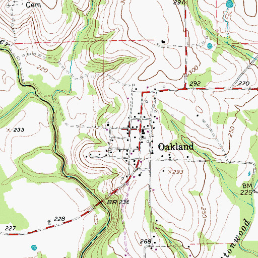 Topographic Map of Oakland Volunteer Fire Department, TX