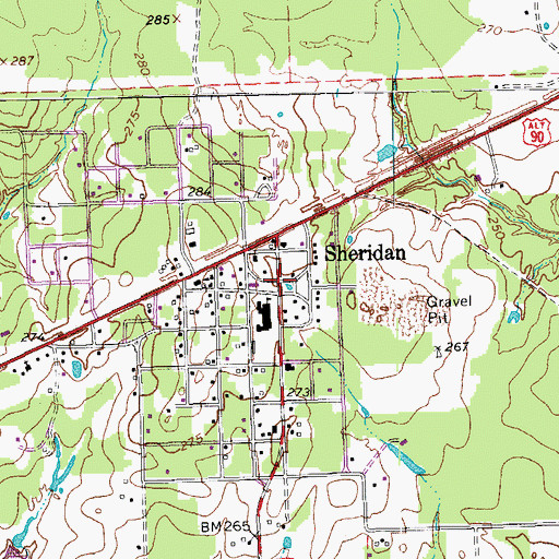 Topographic Map of Sheridan Volunteer Fire Department, TX