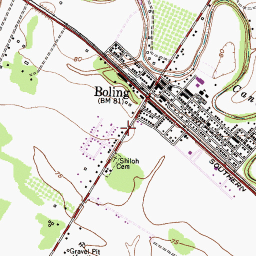 Topographic Map of Boling Fire Department, TX