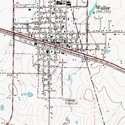 Topographic Map of Waller Volunteer Fire Department, TX