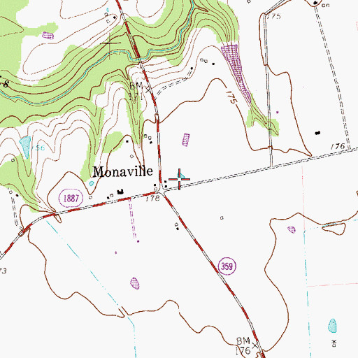Topographic Map of Monaville Volunteer Fire Department Station 2, TX