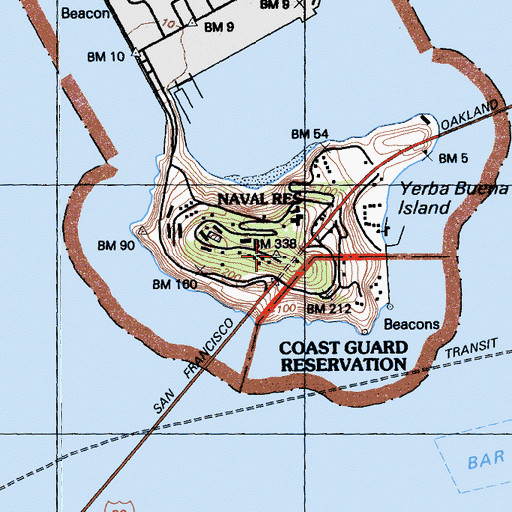 Topographic Map of Yerba Buena Island, CA