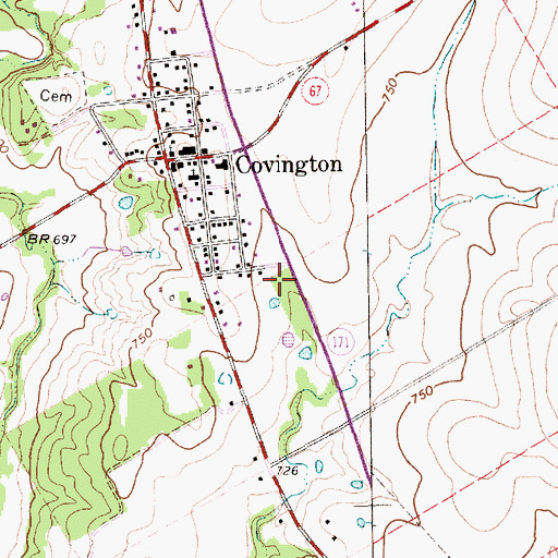 Topographic Map of Covington Volunteer Fire Department, TX