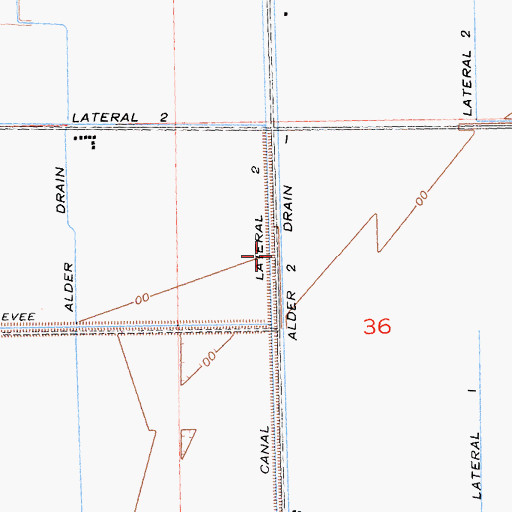Topographic Map of Alder Two Drain, CA
