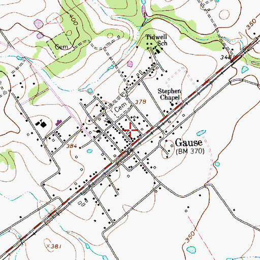 Topographic Map of Gause Volunteer Fire Department, TX