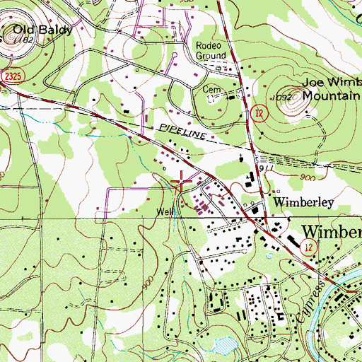 Topographic Map of Wimberley Volunteer Fire Department Central Station, TX