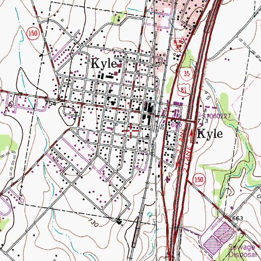 Topographic Map of Kyle Volunteer Fire Department Station 1, TX