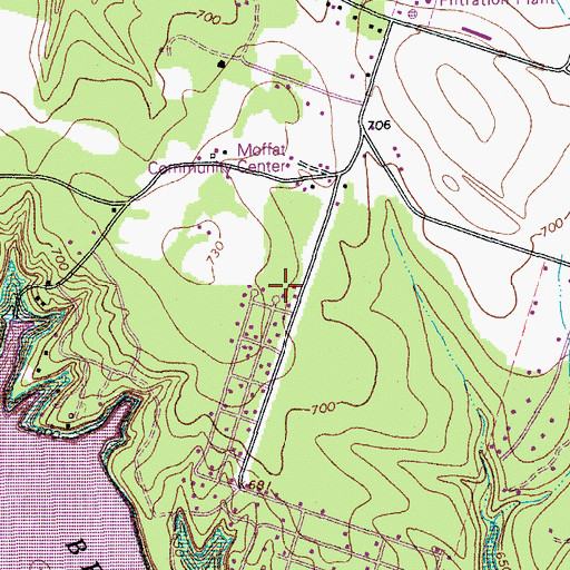 Topographic Map of Moffat Volunteer Fire Department, TX