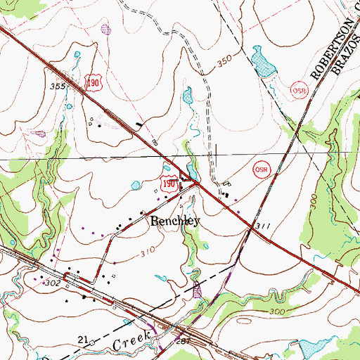 Topographic Map of Blackjack Volunteer Fire Department Station 2, TX