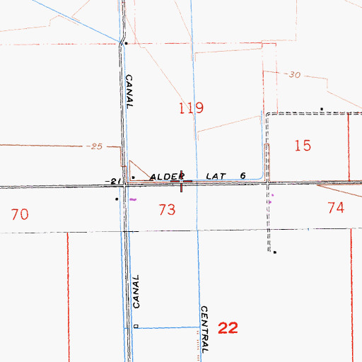 Topographic Map of Alder Lateral Six, CA