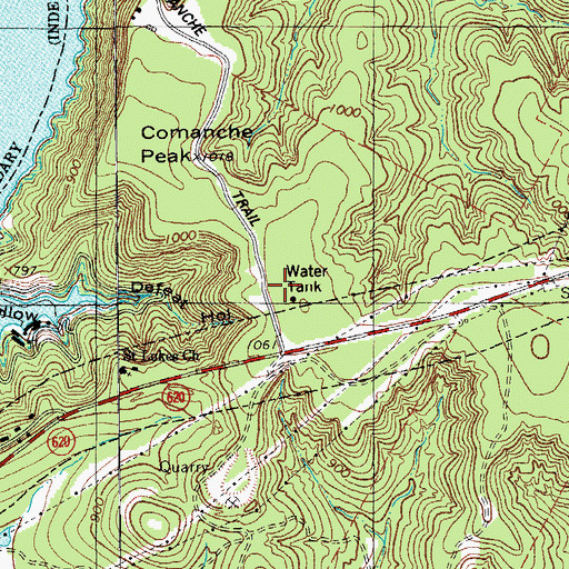 Topographic Map of Travis County Emergency Services District 6 Station 4 Commanche Trail, TX