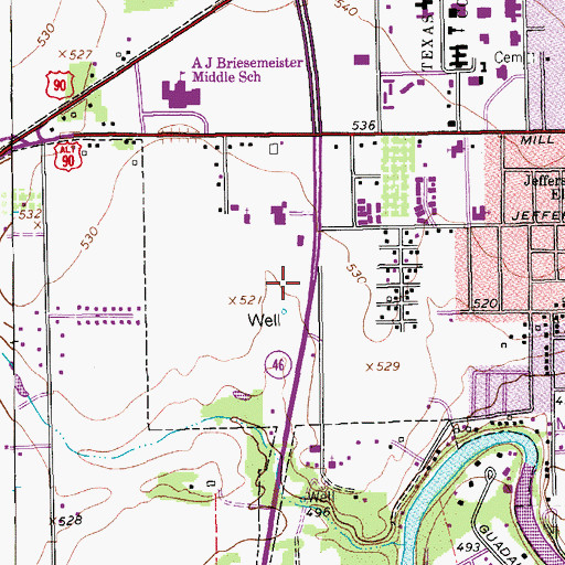 Topographic Map of Seguin Fire / Emergency Medical Services Station 2, TX