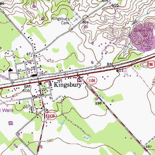 Topographic Map of Kingsbury Volunteer Fire Department, TX