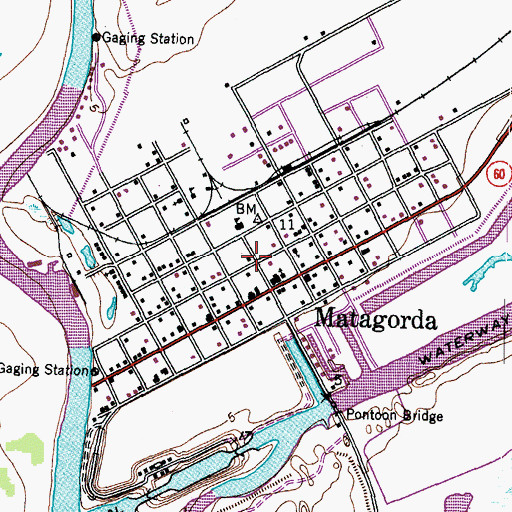 Topographic Map of Matagorda Volunteer Fire Department and Emergency Medical Services, TX