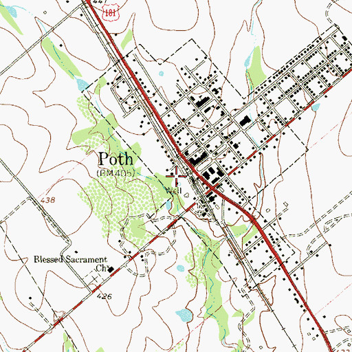 Topographic Map of Poth Volunteer Fire Department, TX