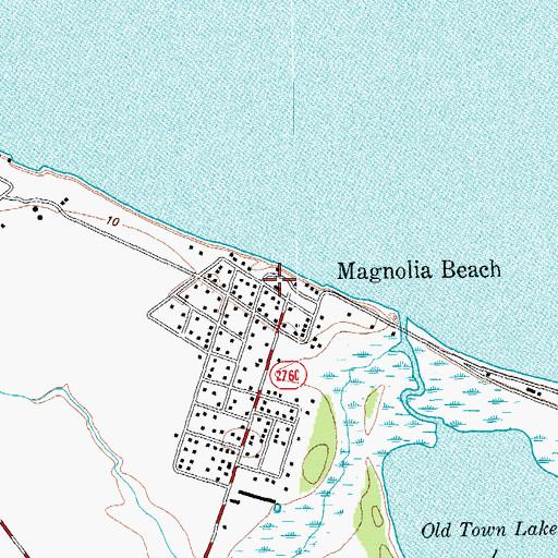 Topographic Map of Magnolia Beach Volunteer Fire Department, TX