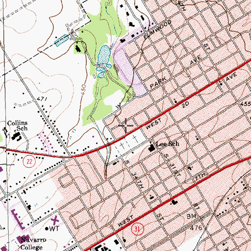 Topographic Map of Corsicana Fire Department Station 3, TX