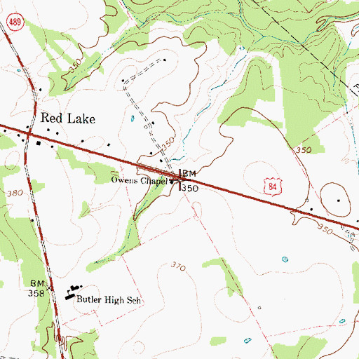 Topographic Map of Butler Volunteer Fire Department, TX
