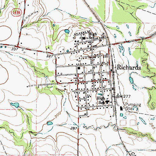 Topographic Map of Richards Volunteer Fire Department, TX