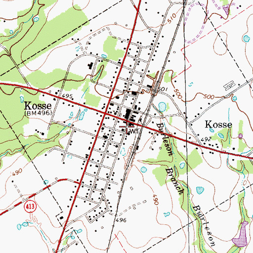 Topographic Map of Kosse Volunteer Fire Department, TX