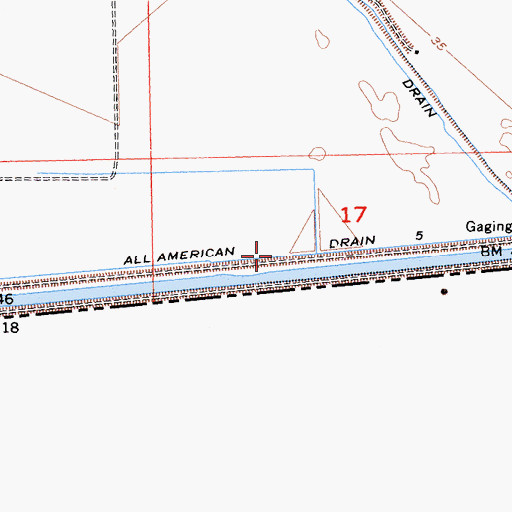 Topographic Map of All American Drain Five, CA