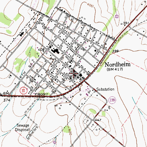 Topographic Map of Nordheim Volunteer Fire Department, TX