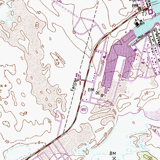 Topographic Map of Port Mansfield Volunteer Fire Department, TX