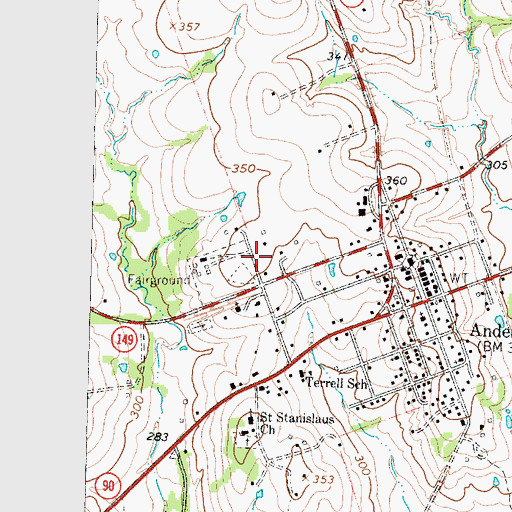 Topographic Map of Anderson Volunteer Fire Department Central Grimes Volunteer Fire Department, TX