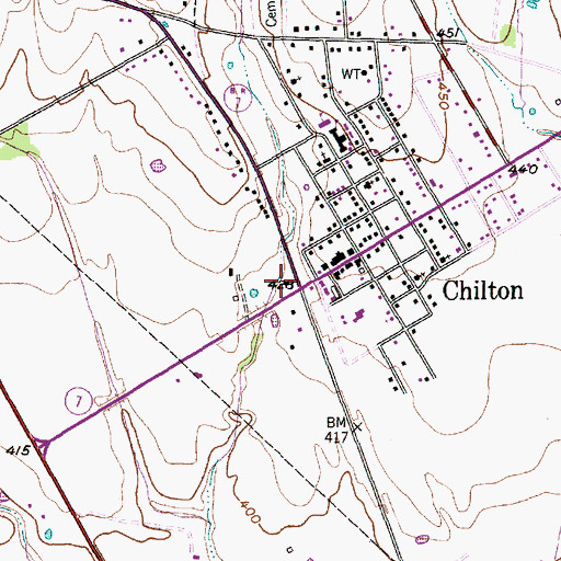 Topographic Map of Chilton Volunteer Fire Department, TX