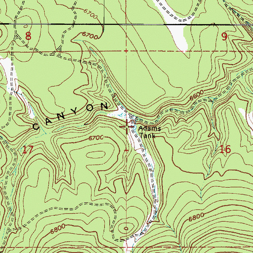 Topographic Map of Adams Tank, AZ