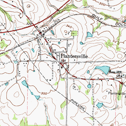 Topographic Map of Plantersville - Stoneham Volunteer Fire Department, TX