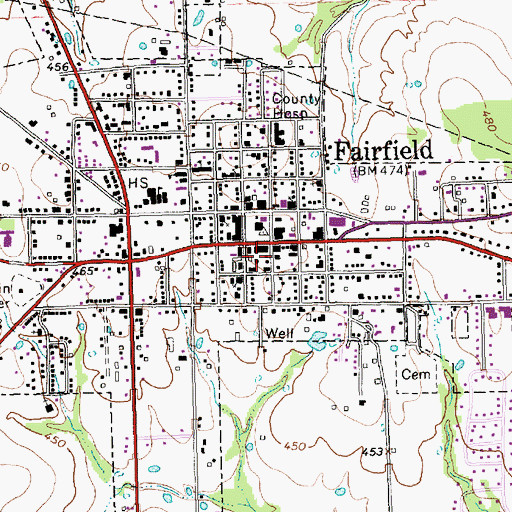 Topographic Map of Fairfield Volunteer Fire Department, TX